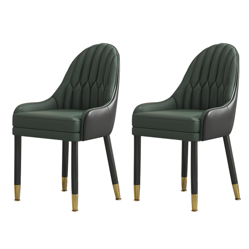 Glam Wood Dining Room Chairs Faux Leather Dining Arm Chairs for Home Use (Set of 2) Green-Black Clearhalo ' kitchen&dining_furn' 'Dining Chairs' 'Dining Tables & Seating' 'dining_chair' 'furn' 'furn_dining_chair' 'Furniture' 'furniture_dining_chair' 'Kitchen & Dining Furniture' 'kitchen' 3870620