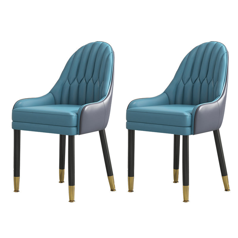 Glam Wood Dining Room Chairs Faux Leather Dining Arm Chairs for Home Use (Set of 2) Blue-Gray Clearhalo ' kitchen&dining_furn' 'Dining Chairs' 'Dining Tables & Seating' 'dining_chair' 'furn' 'furn_dining_chair' 'Furniture' 'furniture_dining_chair' 'Kitchen & Dining Furniture' 'kitchen' 3870624