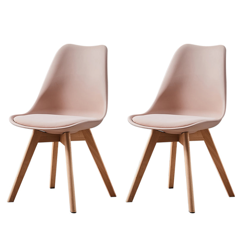 Contemporary Wood Dining Room Chairs Faux Leather Dining Armless Chairs for Home Use Light Pink Set of 2 Clearhalo ' kitchen&dining_furn' 'Dining Chairs' 'Dining Tables & Seating' 'dining_chair' 'Furniture' 'furniture_dining_chair' 'Kitchen & Dining Furniture' 'kitchen' 3870629