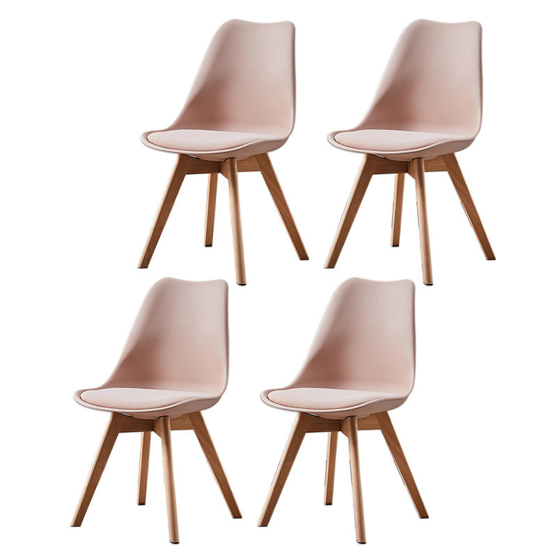 Contemporary Wood Dining Room Chairs Faux Leather Dining Armless Chairs for Home Use Light Pink Set of 4 Clearhalo ' kitchen&dining_furn' 'Dining Chairs' 'Dining Tables & Seating' 'dining_chair' 'Furniture' 'furniture_dining_chair' 'Kitchen & Dining Furniture' 'kitchen' 3870631
