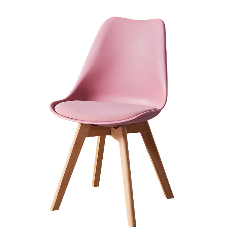 Contemporary Wood Dining Room Chairs Faux Leather Dining Armless Chairs for Home Use Pink 1 Piece Clearhalo ' kitchen&dining_furn' 'Dining Chairs' 'Dining Tables & Seating' 'dining_chair' 'Furniture' 'furniture_dining_chair' 'Kitchen & Dining Furniture' 'kitchen' 3870638