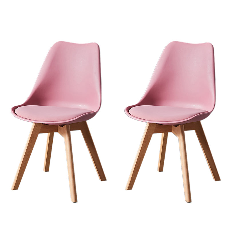 Contemporary Wood Dining Room Chairs Faux Leather Dining Armless Chairs for Home Use Pink Set of 2 Clearhalo ' kitchen&dining_furn' 'Dining Chairs' 'Dining Tables & Seating' 'dining_chair' 'Furniture' 'furniture_dining_chair' 'Kitchen & Dining Furniture' 'kitchen' 3870641