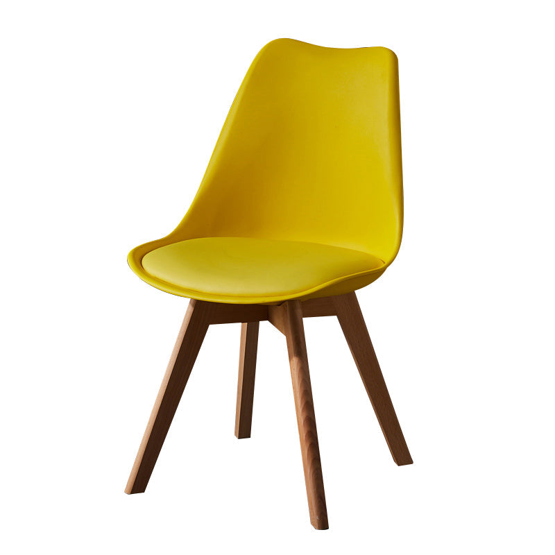 Contemporary Wood Dining Room Chairs Faux Leather Dining Armless Chairs for Home Use Yellow 1 Piece Clearhalo ' kitchen&dining_furn' 'Dining Chairs' 'Dining Tables & Seating' 'dining_chair' 'Furniture' 'furniture_dining_chair' 'Kitchen & Dining Furniture' 'kitchen' 3870645