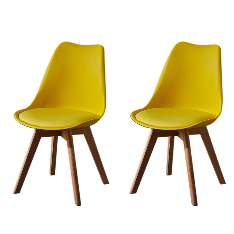 Contemporary Wood Dining Room Chairs Faux Leather Dining Armless Chairs for Home Use Yellow Set of 2 Clearhalo ' kitchen&dining_furn' 'Dining Chairs' 'Dining Tables & Seating' 'dining_chair' 'Furniture' 'furniture_dining_chair' 'Kitchen & Dining Furniture' 'kitchen' 3870646