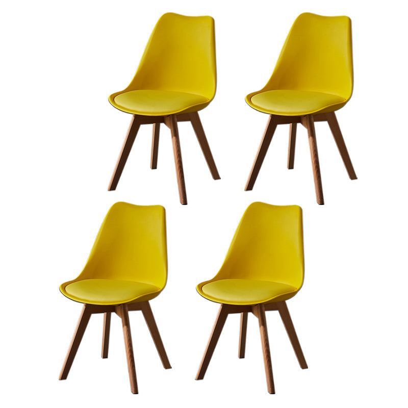Contemporary Wood Dining Room Chairs Faux Leather Dining Armless Chairs for Home Use Yellow Set of 4 Clearhalo ' kitchen&dining_furn' 'Dining Chairs' 'Dining Tables & Seating' 'dining_chair' 'Furniture' 'furniture_dining_chair' 'Kitchen & Dining Furniture' 'kitchen' 3870648