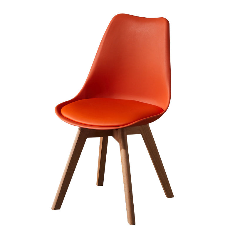 Contemporary Wood Dining Room Chairs Faux Leather Dining Armless Chairs for Home Use Orange 1 Piece Clearhalo ' kitchen&dining_furn' 'Dining Chairs' 'Dining Tables & Seating' 'dining_chair' 'Furniture' 'furniture_dining_chair' 'Kitchen & Dining Furniture' 'kitchen' 3870651