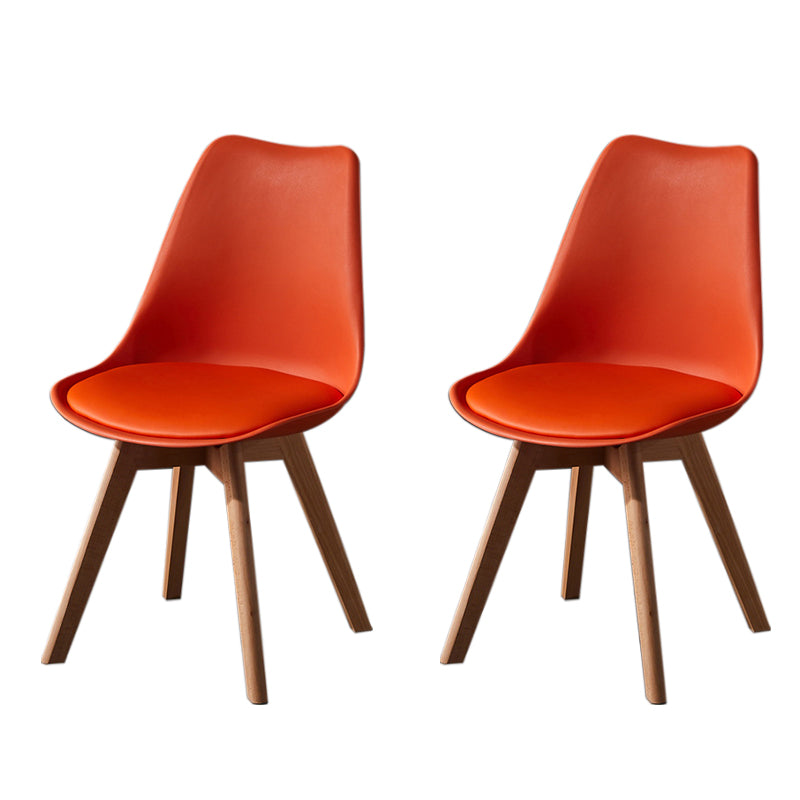 Contemporary Wood Dining Room Chairs Faux Leather Dining Armless Chairs for Home Use Orange Set of 2 Clearhalo ' kitchen&dining_furn' 'Dining Chairs' 'Dining Tables & Seating' 'dining_chair' 'Furniture' 'furniture_dining_chair' 'Kitchen & Dining Furniture' 'kitchen' 3870653
