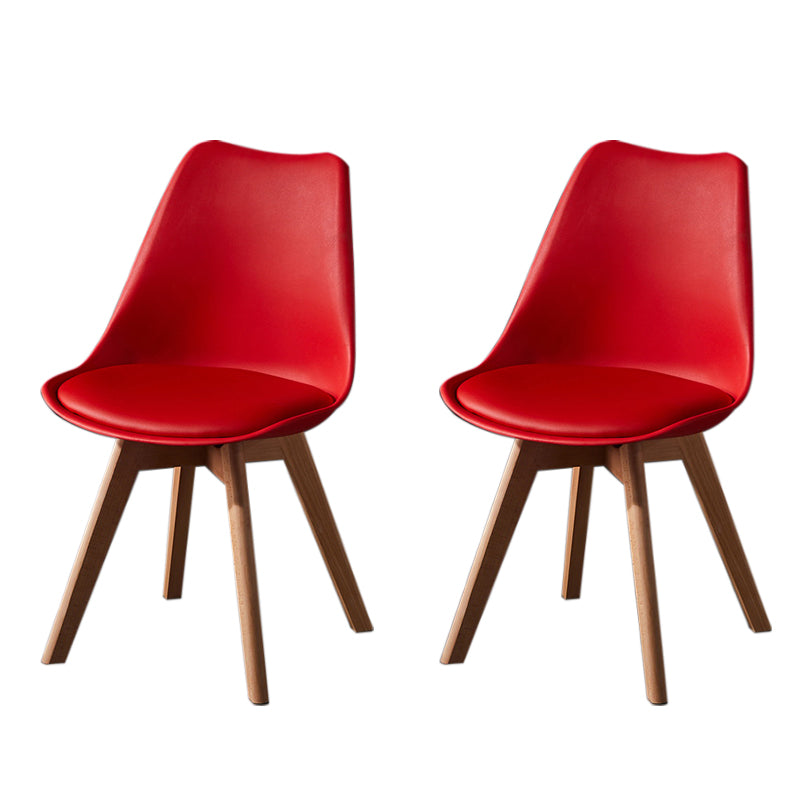 Contemporary Wood Dining Room Chairs Faux Leather Dining Armless Chairs for Home Use Red Set of 2 Clearhalo ' kitchen&dining_furn' 'Dining Chairs' 'Dining Tables & Seating' 'dining_chair' 'Furniture' 'furniture_dining_chair' 'Kitchen & Dining Furniture' 'kitchen' 3870660