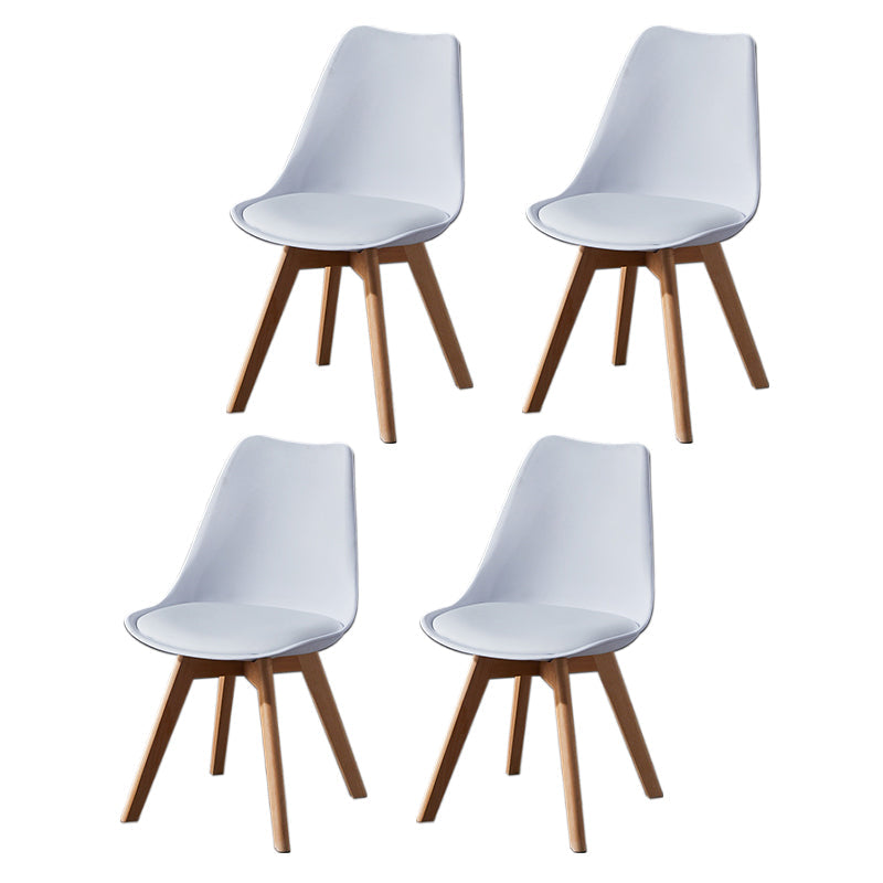 Contemporary Wood Dining Room Chairs Faux Leather Dining Armless Chairs for Home Use White Set of 4 Clearhalo ' kitchen&dining_furn' 'Dining Chairs' 'Dining Tables & Seating' 'dining_chair' 'Furniture' 'furniture_dining_chair' 'Kitchen & Dining Furniture' 'kitchen' 3870667