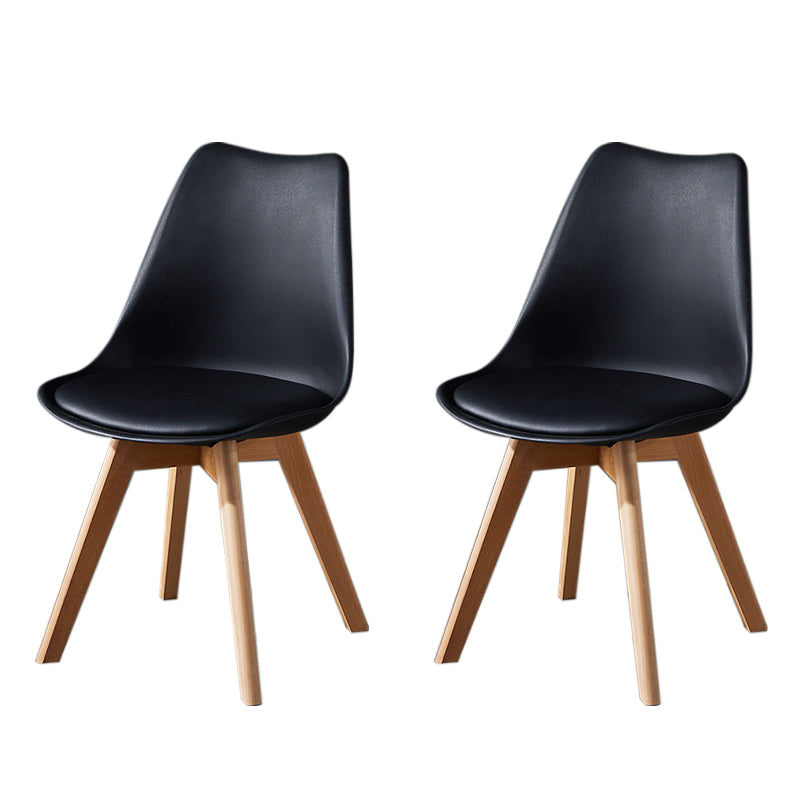 Contemporary Wood Dining Room Chairs Faux Leather Dining Armless Chairs for Home Use Black Set of 2 Clearhalo ' kitchen&dining_furn' 'Dining Chairs' 'Dining Tables & Seating' 'dining_chair' 'Furniture' 'furniture_dining_chair' 'Kitchen & Dining Furniture' 'kitchen' 3870672