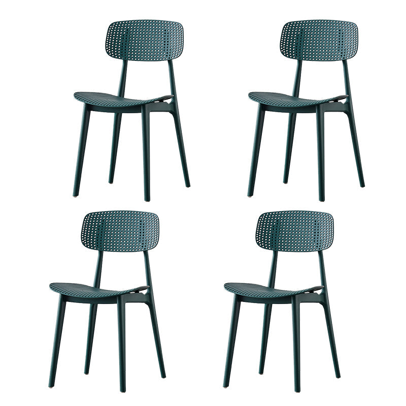 Scandinavian Armless Dining Chairs Plastic Open Back Side Chair (Set of 4) Peacock Blue Clearhalo ' kitchen&dining_furn' 'Dining Chairs' 'Dining Tables & Seating' 'dining_chair' 'furn' 'furn_dining_chair' 'Furniture' 'furniture_dining_chair' 'Kitchen & Dining Furniture' 'kitchen' 3870678