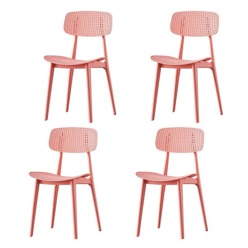Scandinavian Armless Dining Chairs Plastic Open Back Side Chair (Set of 4) Pink Clearhalo ' kitchen&dining_furn' 'Dining Chairs' 'Dining Tables & Seating' 'dining_chair' 'furn' 'furn_dining_chair' 'Furniture' 'furniture_dining_chair' 'Kitchen & Dining Furniture' 'kitchen' 3870679