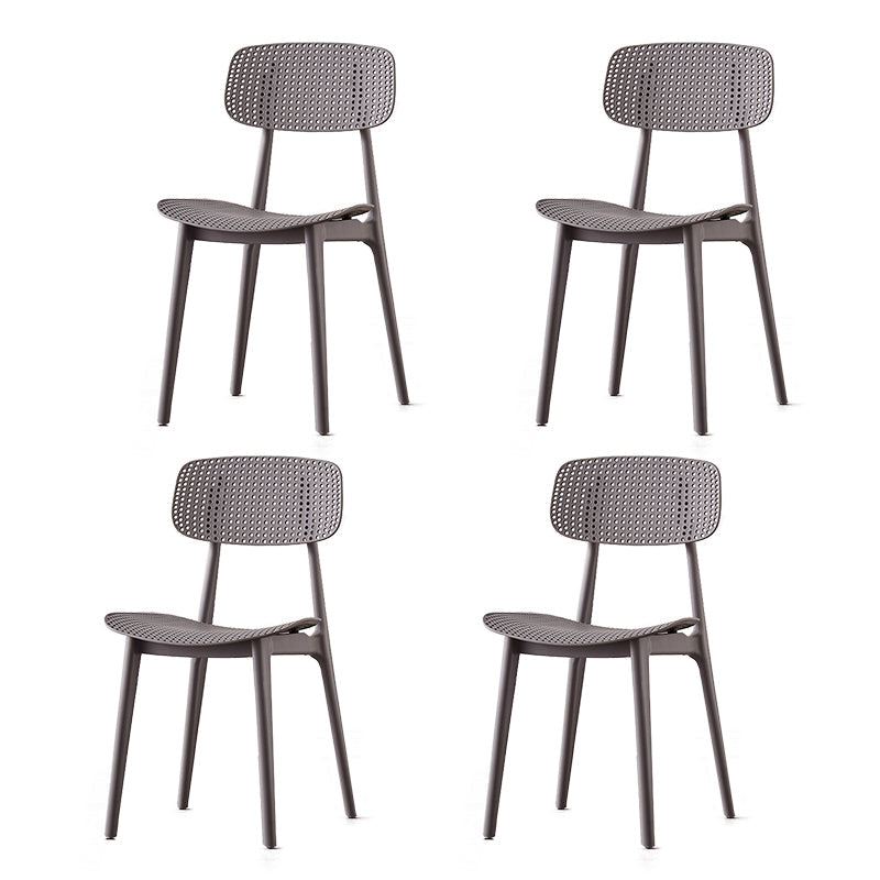Scandinavian Armless Dining Chairs Plastic Open Back Side Chair (Set of 4) Grey Clearhalo ' kitchen&dining_furn' 'Dining Chairs' 'Dining Tables & Seating' 'dining_chair' 'furn' 'furn_dining_chair' 'Furniture' 'furniture_dining_chair' 'Kitchen & Dining Furniture' 'kitchen' 3870681