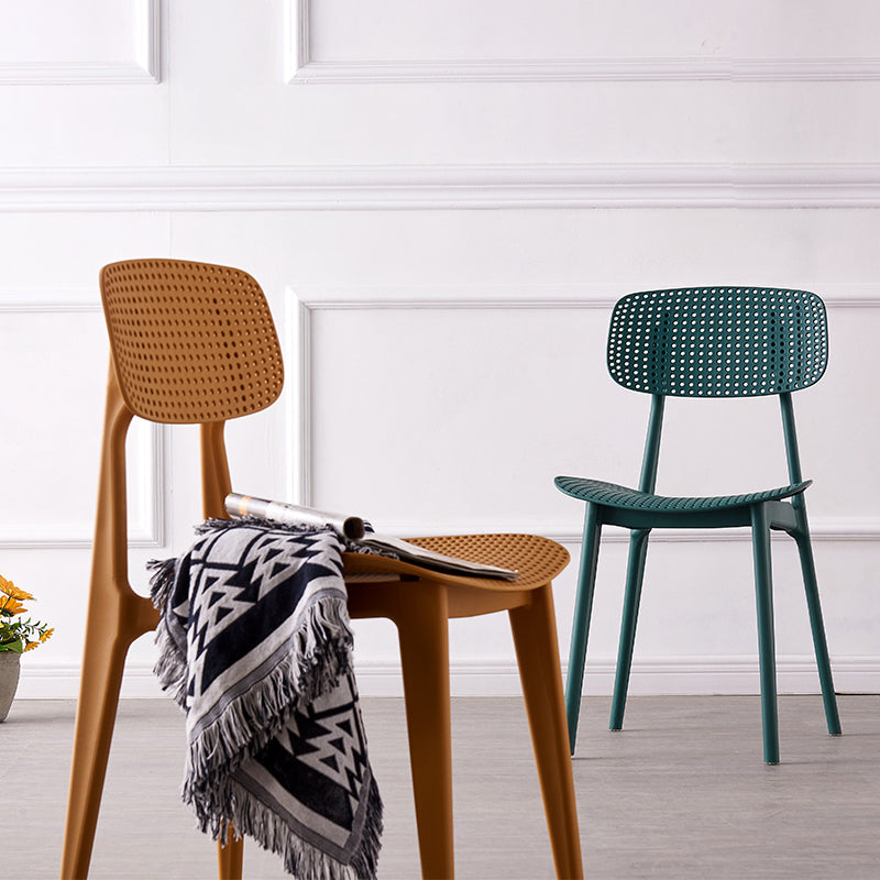 Scandinavian Armless Dining Chairs Plastic Open Back Side Chair (Set of 4) Clearhalo ' kitchen&dining_furn' 'Dining Chairs' 'Dining Tables & Seating' 'dining_chair' 'furn' 'furn_dining_chair' 'Furniture' 'furniture_dining_chair' 'Kitchen & Dining Furniture' 'kitchen' 3870682