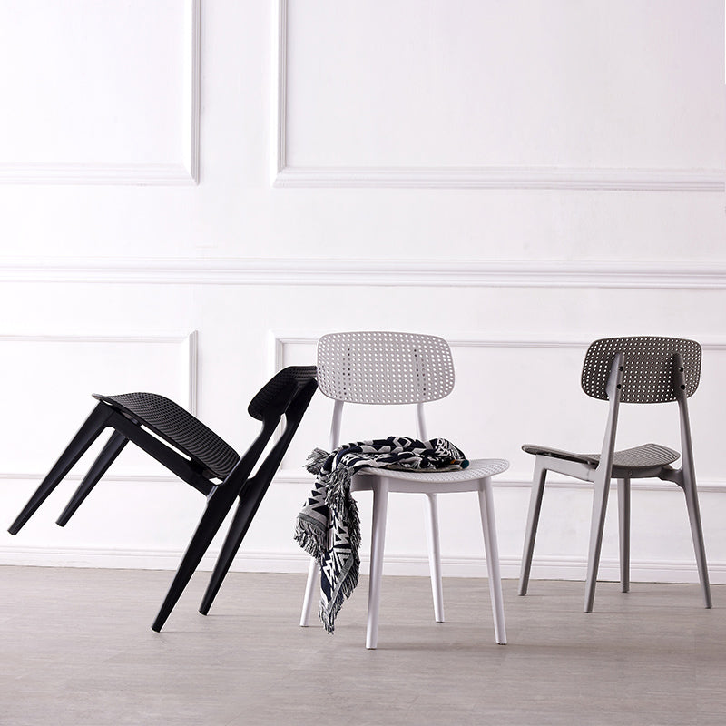 Scandinavian Armless Dining Chairs Plastic Open Back Side Chair (Set of 4) Clearhalo ' kitchen&dining_furn' 'Dining Chairs' 'Dining Tables & Seating' 'dining_chair' 'furn' 'furn_dining_chair' 'Furniture' 'furniture_dining_chair' 'Kitchen & Dining Furniture' 'kitchen' 3870683