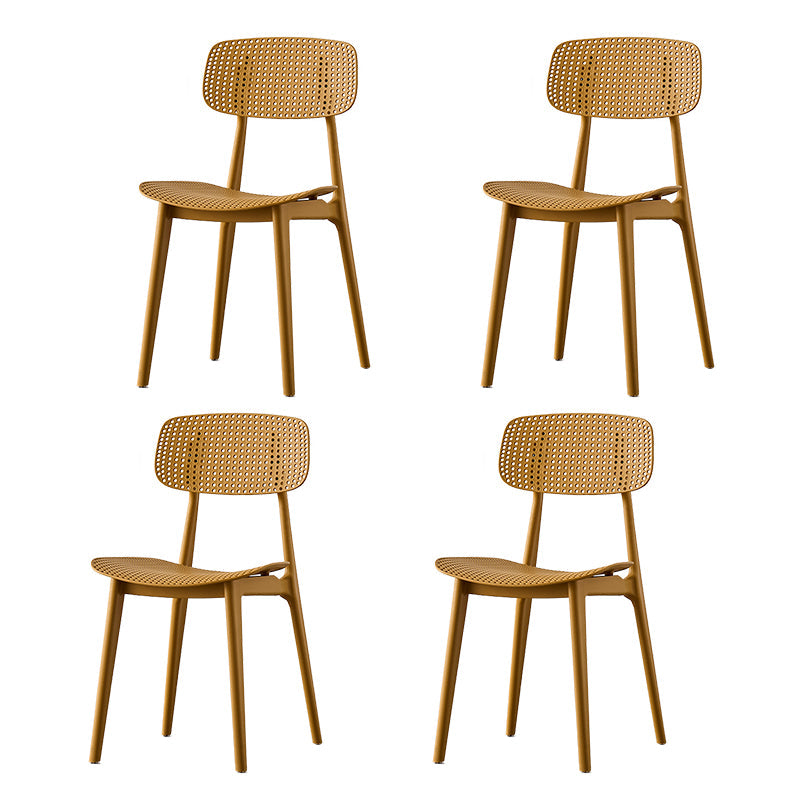 Scandinavian Armless Dining Chairs Plastic Open Back Side Chair (Set of 4) Yellow Clearhalo ' kitchen&dining_furn' 'Dining Chairs' 'Dining Tables & Seating' 'dining_chair' 'furn' 'furn_dining_chair' 'Furniture' 'furniture_dining_chair' 'Kitchen & Dining Furniture' 'kitchen' 3870684