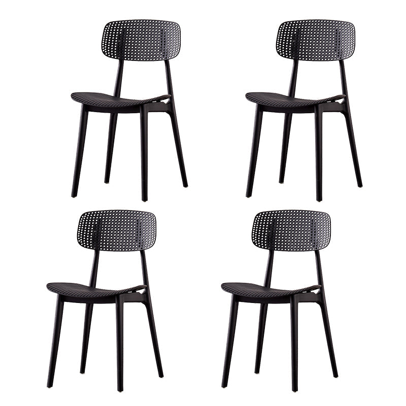 Scandinavian Armless Dining Chairs Plastic Open Back Side Chair (Set of 4) Black Clearhalo ' kitchen&dining_furn' 'Dining Chairs' 'Dining Tables & Seating' 'dining_chair' 'furn' 'furn_dining_chair' 'Furniture' 'furniture_dining_chair' 'Kitchen & Dining Furniture' 'kitchen' 3870685
