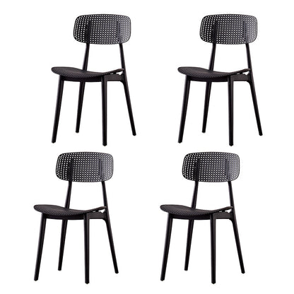 Scandinavian Armless Dining Chairs Plastic Open Back Side Chair (Set of 4) Black Clearhalo ' kitchen&dining_furn' 'Dining Chairs' 'Dining Tables & Seating' 'dining_chair' 'furn' 'furn_dining_chair' 'Furniture' 'furniture_dining_chair' 'Kitchen & Dining Furniture' 'kitchen' 3870685