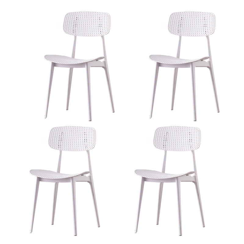 Scandinavian Armless Dining Chairs Plastic Open Back Side Chair (Set of 4) White Clearhalo ' kitchen&dining_furn' 'Dining Chairs' 'Dining Tables & Seating' 'dining_chair' 'furn' 'furn_dining_chair' 'Furniture' 'furniture_dining_chair' 'Kitchen & Dining Furniture' 'kitchen' 3870687