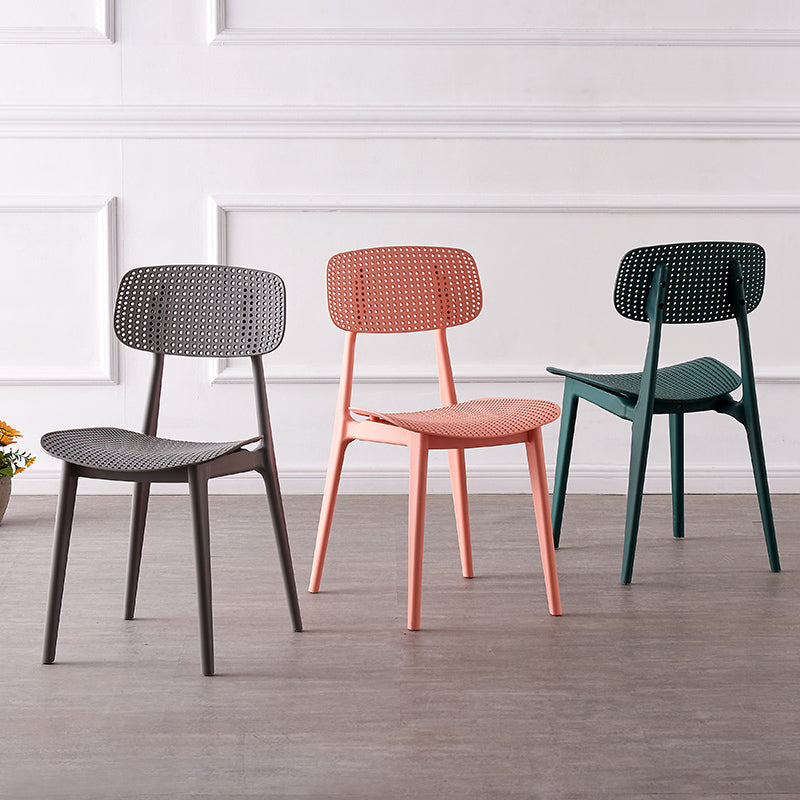 Scandinavian Armless Dining Chairs Plastic Open Back Side Chair (Set of 4) Clearhalo ' kitchen&dining_furn' 'Dining Chairs' 'Dining Tables & Seating' 'dining_chair' 'furn' 'furn_dining_chair' 'Furniture' 'furniture_dining_chair' 'Kitchen & Dining Furniture' 'kitchen' 3870696