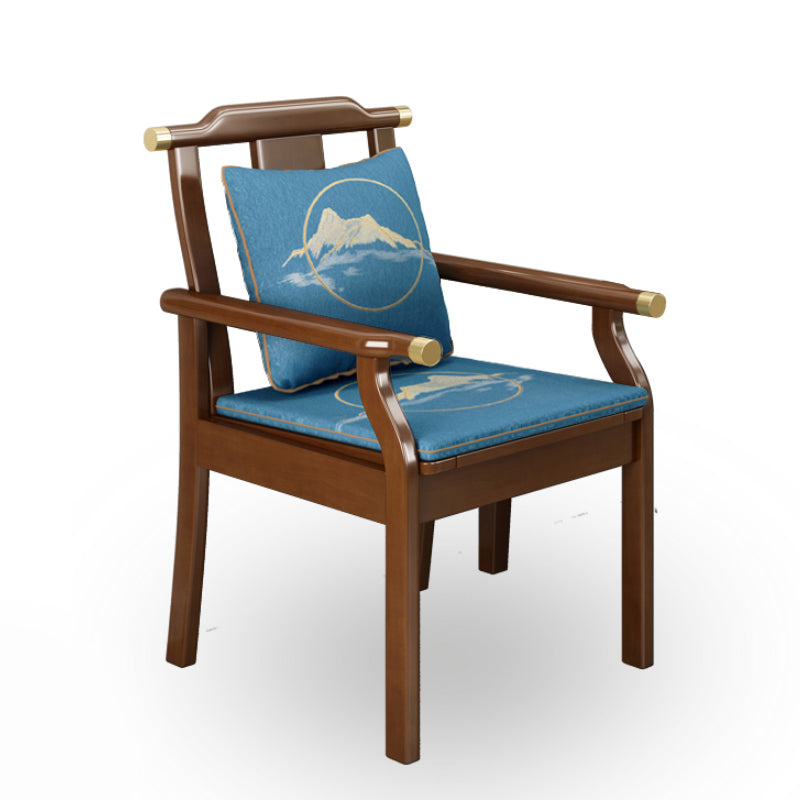 Traditional Dining Armchair Slat Back Arm Single Dining Chair with Wood Legs Blue Walnut Clearhalo ' kitchen&dining_furn' 'Dining Chairs' 'Dining Tables & Seating' 'dining_chair' 'furn' 'furn_dining_chair' 'Furniture' 'furniture_dining_chair' 'Kitchen & Dining Furniture' 'kitchen' 3870700