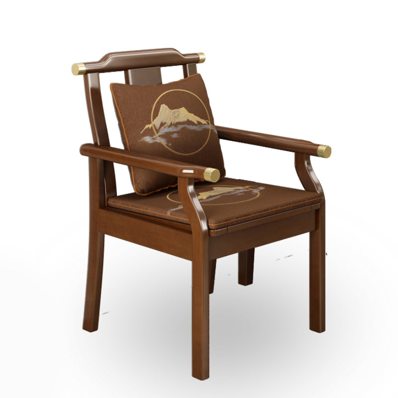 Traditional Dining Armchair Slat Back Arm Single Dining Chair with Wood Legs Light Coffee Walnut Clearhalo ' kitchen&dining_furn' 'Dining Chairs' 'Dining Tables & Seating' 'dining_chair' 'furn' 'furn_dining_chair' 'Furniture' 'furniture_dining_chair' 'Kitchen & Dining Furniture' 'kitchen' 3870707