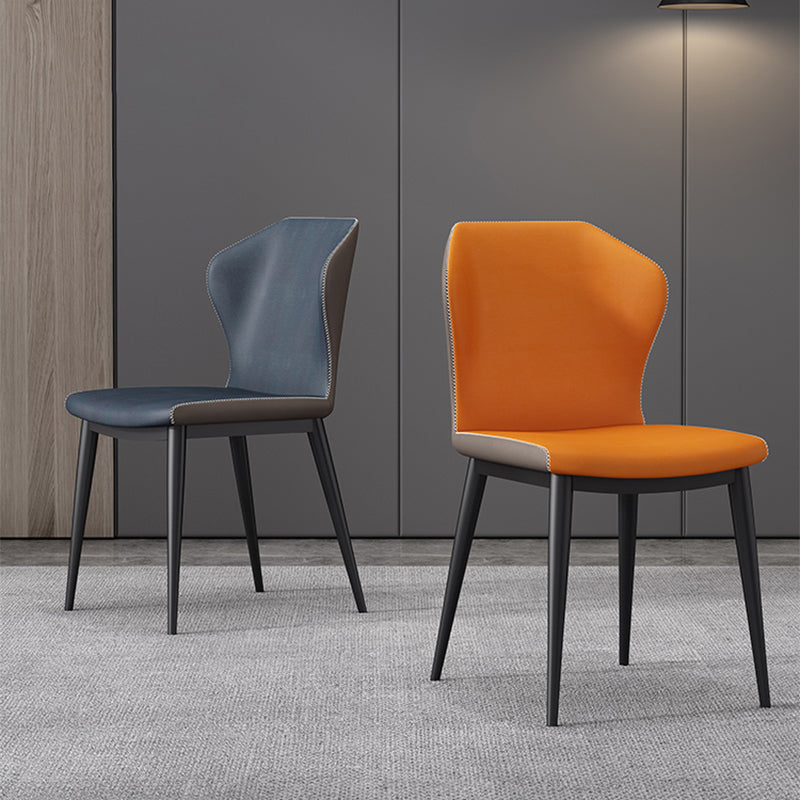 Contemporary Metal Dining Room Chairs Faux Leather Dining Armless Chairs (Set of 4) Clearhalo ' kitchen&dining_furn' 'Dining Chairs' 'Dining Tables & Seating' 'dining_chair' 'furn' 'furn_dining_chair' 'Furniture' 'furniture_dining_chair' 'Kitchen & Dining Furniture' 'kitchen' 3870716