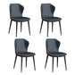 Contemporary Metal Dining Room Chairs Faux Leather Dining Armless Chairs (Set of 4) Dark Blue Clearhalo ' kitchen&dining_furn' 'Dining Chairs' 'Dining Tables & Seating' 'dining_chair' 'furn' 'furn_dining_chair' 'Furniture' 'furniture_dining_chair' 'Kitchen & Dining Furniture' 'kitchen' 3870718