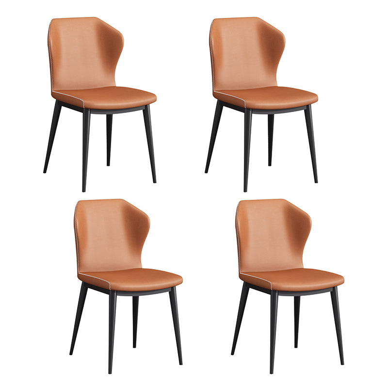 Contemporary Metal Dining Room Chairs Faux Leather Dining Armless Chairs (Set of 4) Orange Clearhalo ' kitchen&dining_furn' 'Dining Chairs' 'Dining Tables & Seating' 'dining_chair' 'furn' 'furn_dining_chair' 'Furniture' 'furniture_dining_chair' 'Kitchen & Dining Furniture' 'kitchen' 3870720