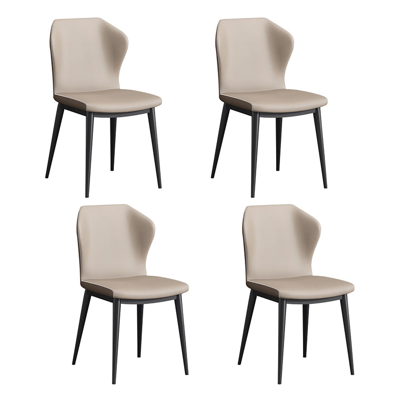 Contemporary Metal Dining Room Chairs Faux Leather Dining Armless Chairs (Set of 4) Beige Clearhalo ' kitchen&dining_furn' 'Dining Chairs' 'Dining Tables & Seating' 'dining_chair' 'furn' 'furn_dining_chair' 'Furniture' 'furniture_dining_chair' 'Kitchen & Dining Furniture' 'kitchen' 3870724
