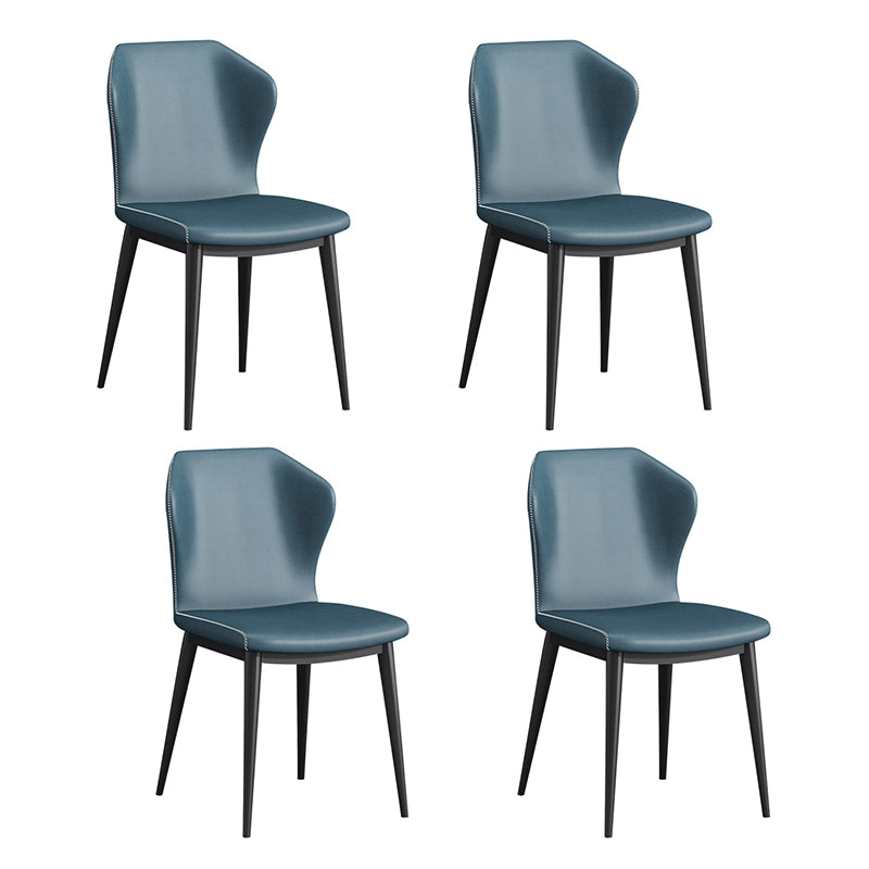Contemporary Metal Dining Room Chairs Faux Leather Dining Armless Chairs (Set of 4) Blue Clearhalo ' kitchen&dining_furn' 'Dining Chairs' 'Dining Tables & Seating' 'dining_chair' 'furn' 'furn_dining_chair' 'Furniture' 'furniture_dining_chair' 'Kitchen & Dining Furniture' 'kitchen' 3870726
