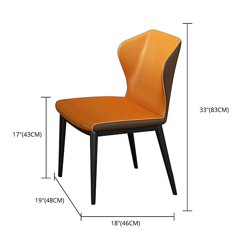 Contemporary Metal Dining Room Chairs Faux Leather Dining Armless Chairs (Set of 4) Clearhalo ' kitchen&dining_furn' 'Dining Chairs' 'Dining Tables & Seating' 'dining_chair' 'furn' 'furn_dining_chair' 'Furniture' 'furniture_dining_chair' 'Kitchen & Dining Furniture' 'kitchen' 3870730
