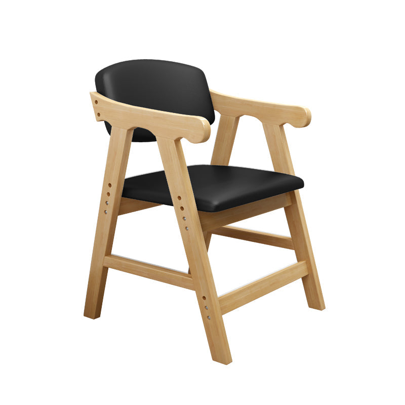 Open Back Dining Armchair Upholstered Arm Single Dining Chair with Wood Legs Gloss Black Clearhalo ' kitchen&dining_furn' 'Dining Chairs' 'Dining Tables & Seating' 'dining_chair' 'furn' 'furn_dining_chair' 'Furniture' 'furniture_dining_chair' 'Kitchen & Dining Furniture' 'kitchen' 3870747