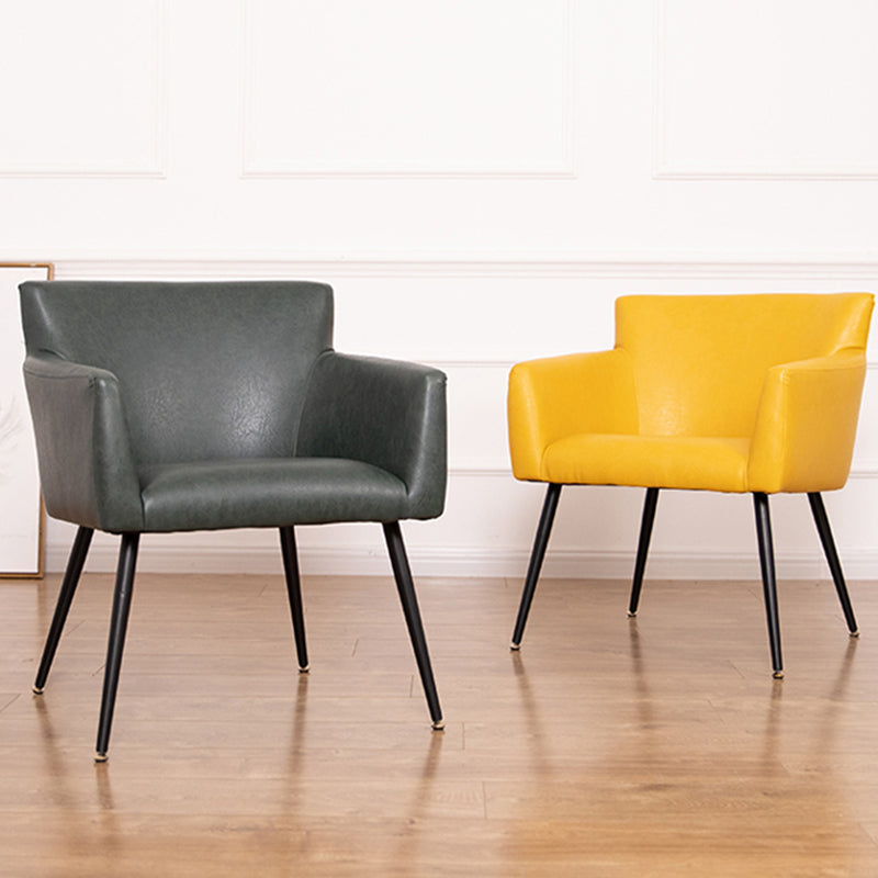 Contemporary Metal Dining Room Chair Faux Leather Single Dining Arm Chair Clearhalo ' kitchen&dining_furn' 'Dining Chairs' 'Dining Tables & Seating' 'dining_chair' 'furn' 'furn_dining_chair' 'Furniture' 'furniture_dining_chair' 'Kitchen & Dining Furniture' 'kitchen' 3870753