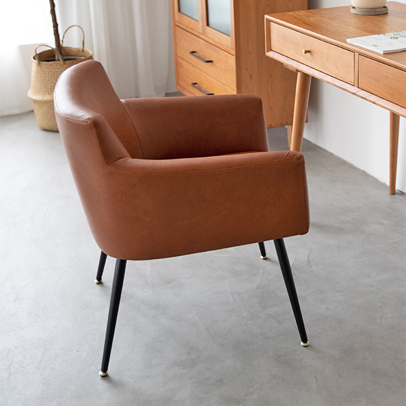 Contemporary Metal Dining Room Chair Faux Leather Single Dining Arm Chair Clearhalo ' kitchen&dining_furn' 'Dining Chairs' 'Dining Tables & Seating' 'dining_chair' 'furn' 'furn_dining_chair' 'Furniture' 'furniture_dining_chair' 'Kitchen & Dining Furniture' 'kitchen' 3870755