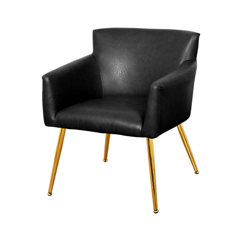 Contemporary Metal Dining Room Chair Faux Leather Single Dining Arm Chair Black Brass Gold Clearhalo ' kitchen&dining_furn' 'Dining Chairs' 'Dining Tables & Seating' 'dining_chair' 'furn' 'furn_dining_chair' 'Furniture' 'furniture_dining_chair' 'Kitchen & Dining Furniture' 'kitchen' 3870763
