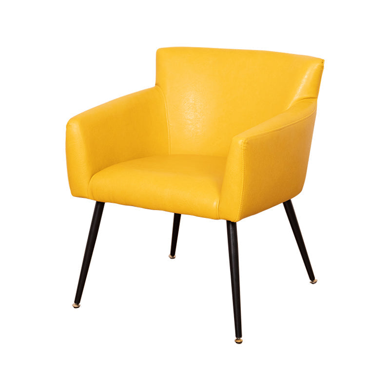 Contemporary Metal Dining Room Chair Faux Leather Single Dining Arm Chair Yellow Black Clearhalo ' kitchen&dining_furn' 'Dining Chairs' 'Dining Tables & Seating' 'dining_chair' 'furn' 'furn_dining_chair' 'Furniture' 'furniture_dining_chair' 'Kitchen & Dining Furniture' 'kitchen' 3870767