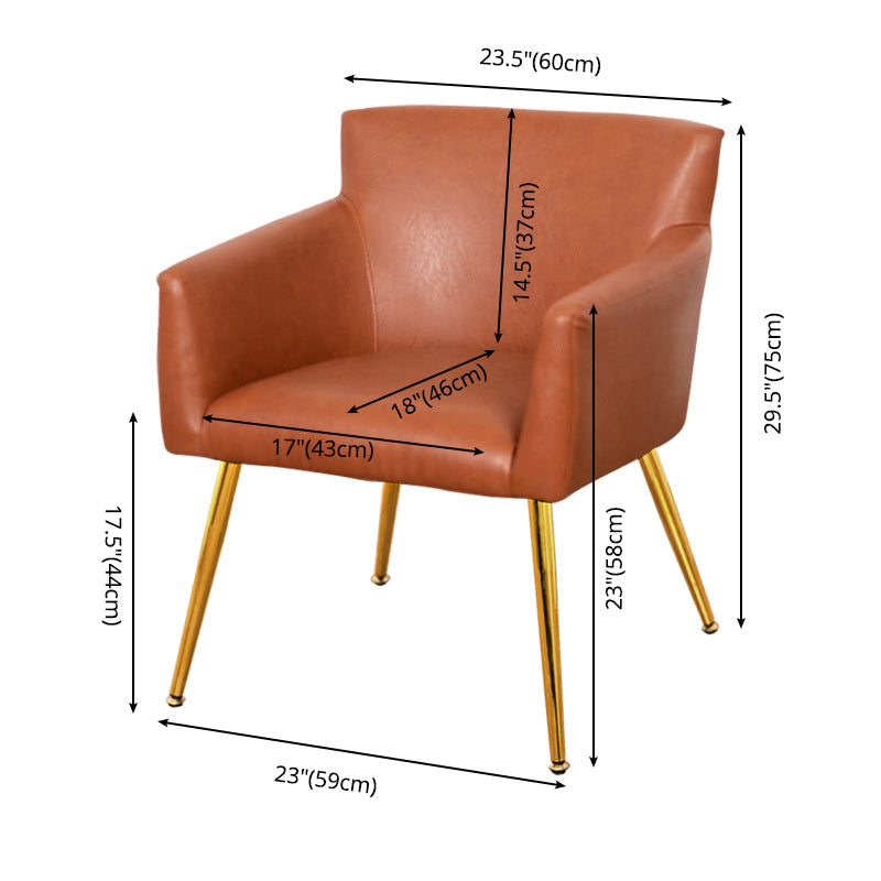 Contemporary Metal Dining Room Chair Faux Leather Single Dining Arm Chair Clearhalo ' kitchen&dining_furn' 'Dining Chairs' 'Dining Tables & Seating' 'dining_chair' 'furn' 'furn_dining_chair' 'Furniture' 'furniture_dining_chair' 'Kitchen & Dining Furniture' 'kitchen' 3870770