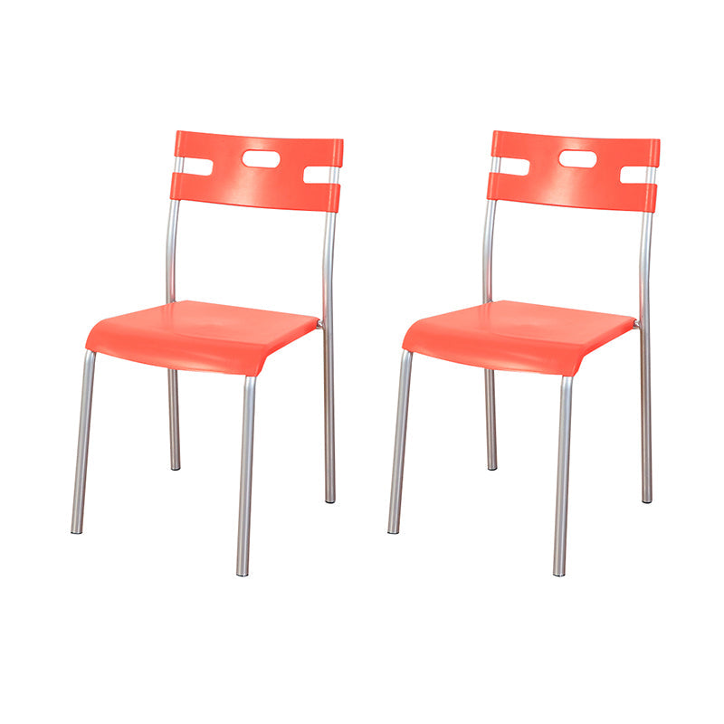 Contemporary Plastic Dining Room Chairs Open Back Dining Side Armless Chair for Restaurant Use Red-Gray 2 Piece Set Clearhalo ' kitchen&dining_furn' 'Dining Chairs' 'Dining Tables & Seating' 'dining_chair' 'furn' 'furn_dining_chair' 'Furniture' 'furniture_dining_chair' 'Kitchen & Dining Furniture' 'kitchen' 3870799