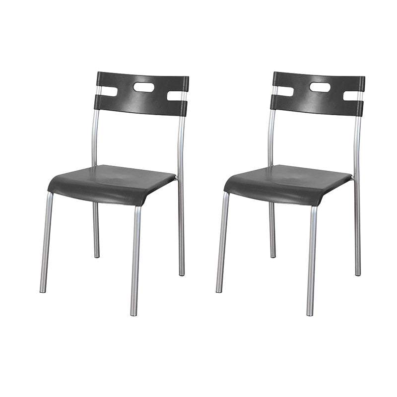 Contemporary Plastic Dining Room Chairs Open Back Dining Side Armless Chair for Restaurant Use Black-Dark Gray 2 Piece Set Clearhalo ' kitchen&dining_furn' 'Dining Chairs' 'Dining Tables & Seating' 'dining_chair' 'furn' 'furn_dining_chair' 'Furniture' 'furniture_dining_chair' 'Kitchen & Dining Furniture' 'kitchen' 3870805