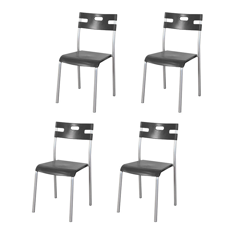 Contemporary Plastic Dining Room Chairs Open Back Dining Side Armless Chair for Restaurant Use Black-Dark Gray 4 Piece Set Clearhalo ' kitchen&dining_furn' 'Dining Chairs' 'Dining Tables & Seating' 'dining_chair' 'furn' 'furn_dining_chair' 'Furniture' 'furniture_dining_chair' 'Kitchen & Dining Furniture' 'kitchen' 3870807
