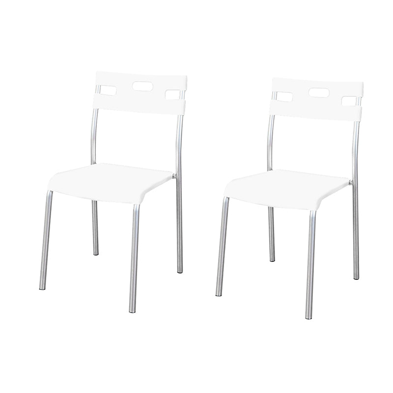 Contemporary Plastic Dining Room Chairs Open Back Dining Side Armless Chair for Restaurant Use White-Gray 2 Piece Set Clearhalo ' kitchen&dining_furn' 'Dining Chairs' 'Dining Tables & Seating' 'dining_chair' 'furn' 'furn_dining_chair' 'Furniture' 'furniture_dining_chair' 'Kitchen & Dining Furniture' 'kitchen' 3870810