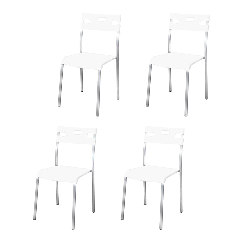 Contemporary Plastic Dining Room Chairs Open Back Dining Side Armless Chair for Restaurant Use White-Gray 4 Piece Set Clearhalo ' kitchen&dining_furn' 'Dining Chairs' 'Dining Tables & Seating' 'dining_chair' 'furn' 'furn_dining_chair' 'Furniture' 'furniture_dining_chair' 'Kitchen & Dining Furniture' 'kitchen' 3870812
