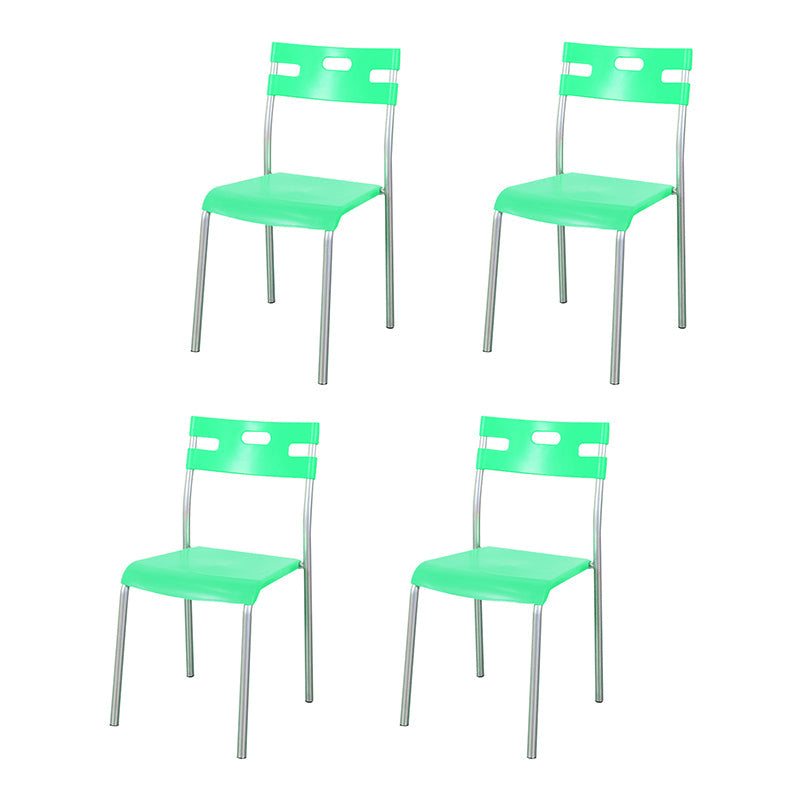 Contemporary Plastic Dining Room Chairs Open Back Dining Side Armless Chair for Restaurant Use Gray-Green 4 Piece Set Clearhalo ' kitchen&dining_furn' 'Dining Chairs' 'Dining Tables & Seating' 'dining_chair' 'furn' 'furn_dining_chair' 'Furniture' 'furniture_dining_chair' 'Kitchen & Dining Furniture' 'kitchen' 3870818