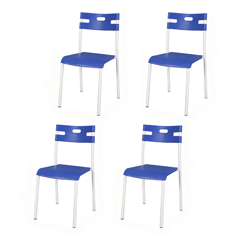 Contemporary Plastic Dining Room Chairs Open Back Dining Side Armless Chair for Restaurant Use Blue-White 4 Piece Set Clearhalo ' kitchen&dining_furn' 'Dining Chairs' 'Dining Tables & Seating' 'dining_chair' 'furn' 'furn_dining_chair' 'Furniture' 'furniture_dining_chair' 'Kitchen & Dining Furniture' 'kitchen' 3870831