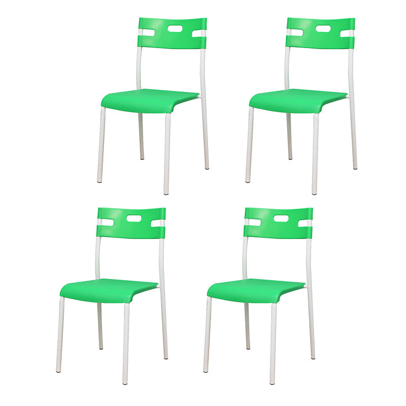 Contemporary Plastic Dining Room Chairs Open Back Dining Side Armless Chair for Restaurant Use Green-White 4 Piece Set Clearhalo ' kitchen&dining_furn' 'Dining Chairs' 'Dining Tables & Seating' 'dining_chair' 'furn' 'furn_dining_chair' 'Furniture' 'furniture_dining_chair' 'Kitchen & Dining Furniture' 'kitchen' 3870834