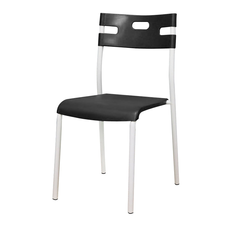 Contemporary Plastic Dining Room Chairs Open Back Dining Side Armless Chair for Restaurant Use Black-White 1 Piece Clearhalo ' kitchen&dining_furn' 'Dining Chairs' 'Dining Tables & Seating' 'dining_chair' 'furn' 'furn_dining_chair' 'Furniture' 'furniture_dining_chair' 'Kitchen & Dining Furniture' 'kitchen' 3870835