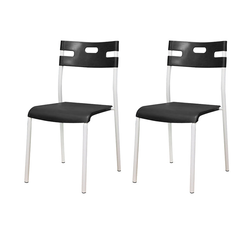 Contemporary Plastic Dining Room Chairs Open Back Dining Side Armless Chair for Restaurant Use Black-White 2 Piece Set Clearhalo ' kitchen&dining_furn' 'Dining Chairs' 'Dining Tables & Seating' 'dining_chair' 'furn' 'furn_dining_chair' 'Furniture' 'furniture_dining_chair' 'Kitchen & Dining Furniture' 'kitchen' 3870836