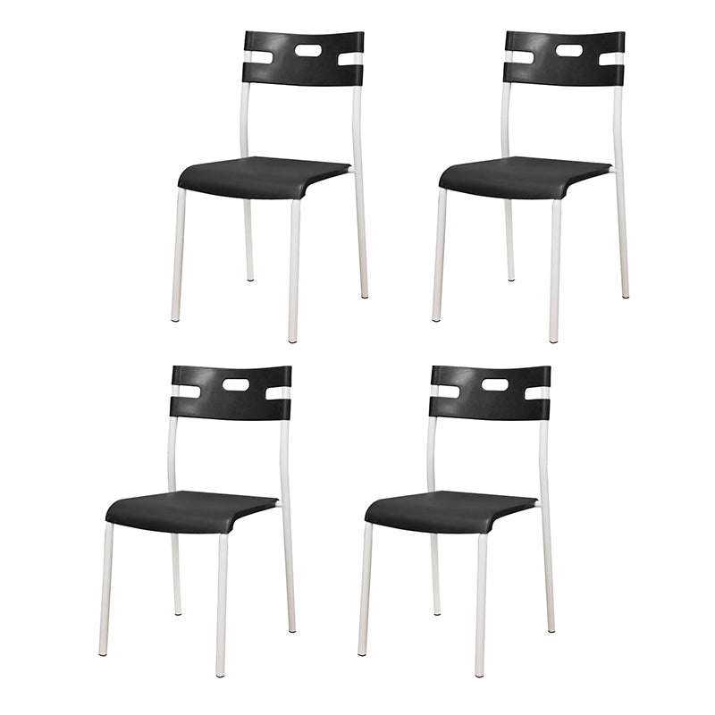 Contemporary Plastic Dining Room Chairs Open Back Dining Side Armless Chair for Restaurant Use Black-White 4 Piece Set Clearhalo ' kitchen&dining_furn' 'Dining Chairs' 'Dining Tables & Seating' 'dining_chair' 'furn' 'furn_dining_chair' 'Furniture' 'furniture_dining_chair' 'Kitchen & Dining Furniture' 'kitchen' 3870837