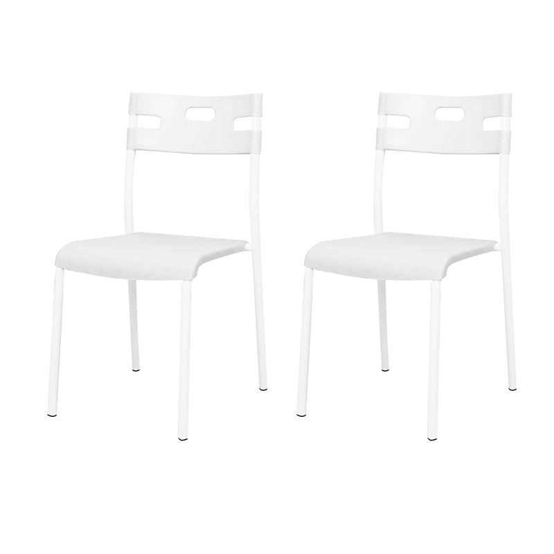 Contemporary Plastic Dining Room Chairs Open Back Dining Side Armless Chair for Restaurant Use White 2 Piece Set Clearhalo ' kitchen&dining_furn' 'Dining Chairs' 'Dining Tables & Seating' 'dining_chair' 'furn' 'furn_dining_chair' 'Furniture' 'furniture_dining_chair' 'Kitchen & Dining Furniture' 'kitchen' 3870842